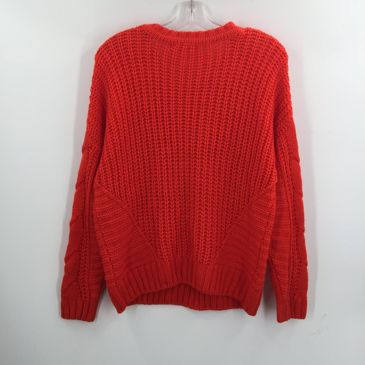 One A Pullover Sweater Long Sleeve Crew Neck Cable Knit Solid Red Size Small