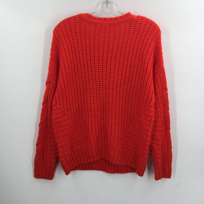 One A Pullover Sweater Long Sleeve Crew Neck Cable Knit Solid Red Size Small