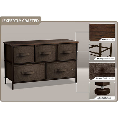 Sorbus Cube Storage Dresser Brown 5 Drawer Chest with Tabletop