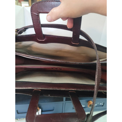 Vintage Schlesinger Brothers Case Setter Burgundy Saddle Leather Bag Briefcase