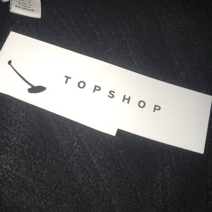 TOPSHOP Black Rib Trim Open Front Cardigan US 14 Oversized knee length UK-XL
