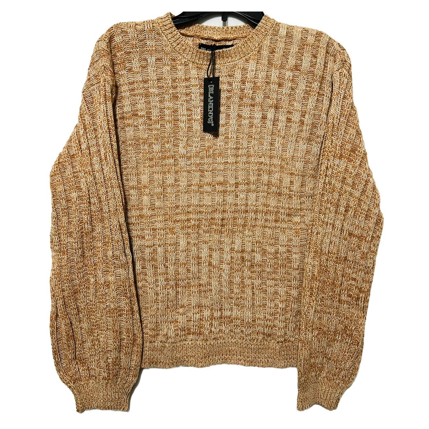BlankNYC Soft Crew Neck Rib Knit Pullover Sweater Sz Medium Toffee Heather NWT