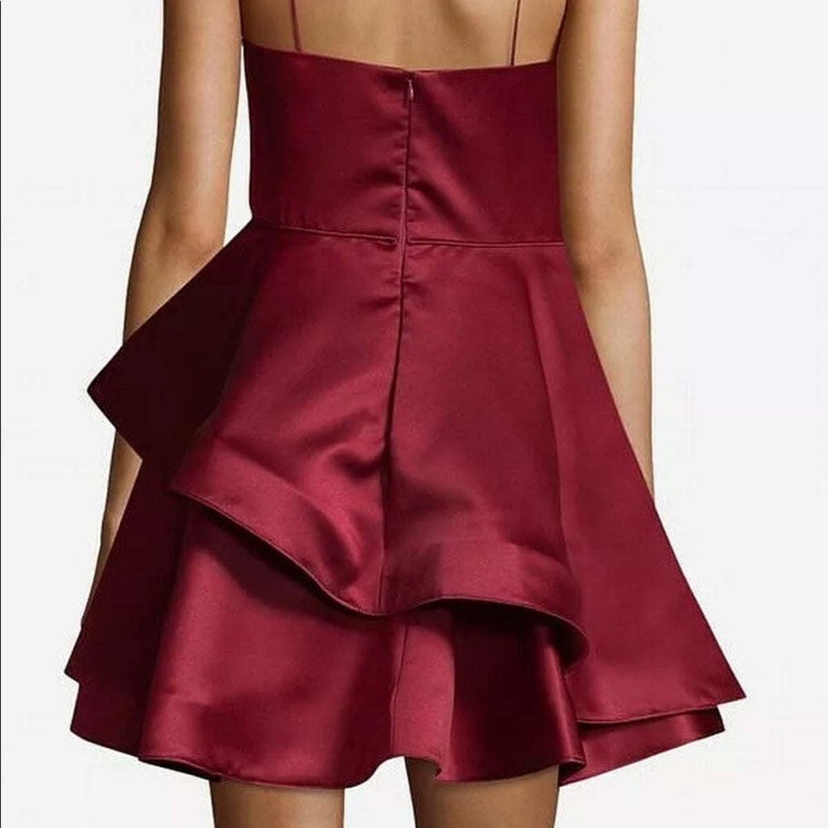 Betsy & Adam Wine Red Tiered Ruffle A-Line Dress 4 Cocktail Evening Short Layers