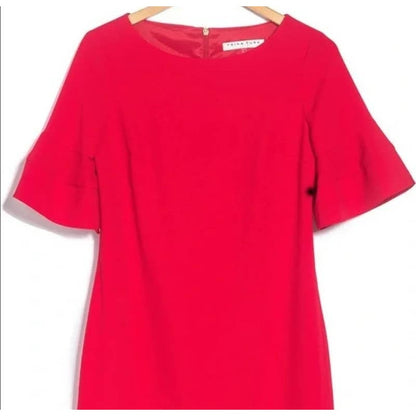 Trina Turk Sojourn Bell Sleeve Lined Sheath Dress Size 0 Crimson NWT