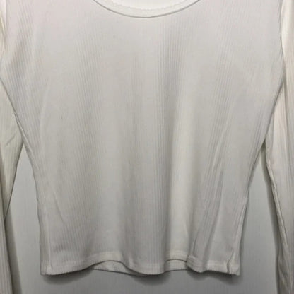 ABOUND Ivory Medium NEW Long Sleeve Lace Trim T-Shirt Scoop Neck Soft Stretchy