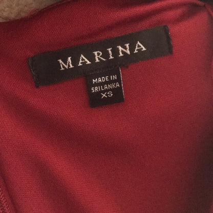 Marina Womens XS Casual Flirty Red Faux Wrap Bodice 3/4 Sleeve Flirty Dress NEW