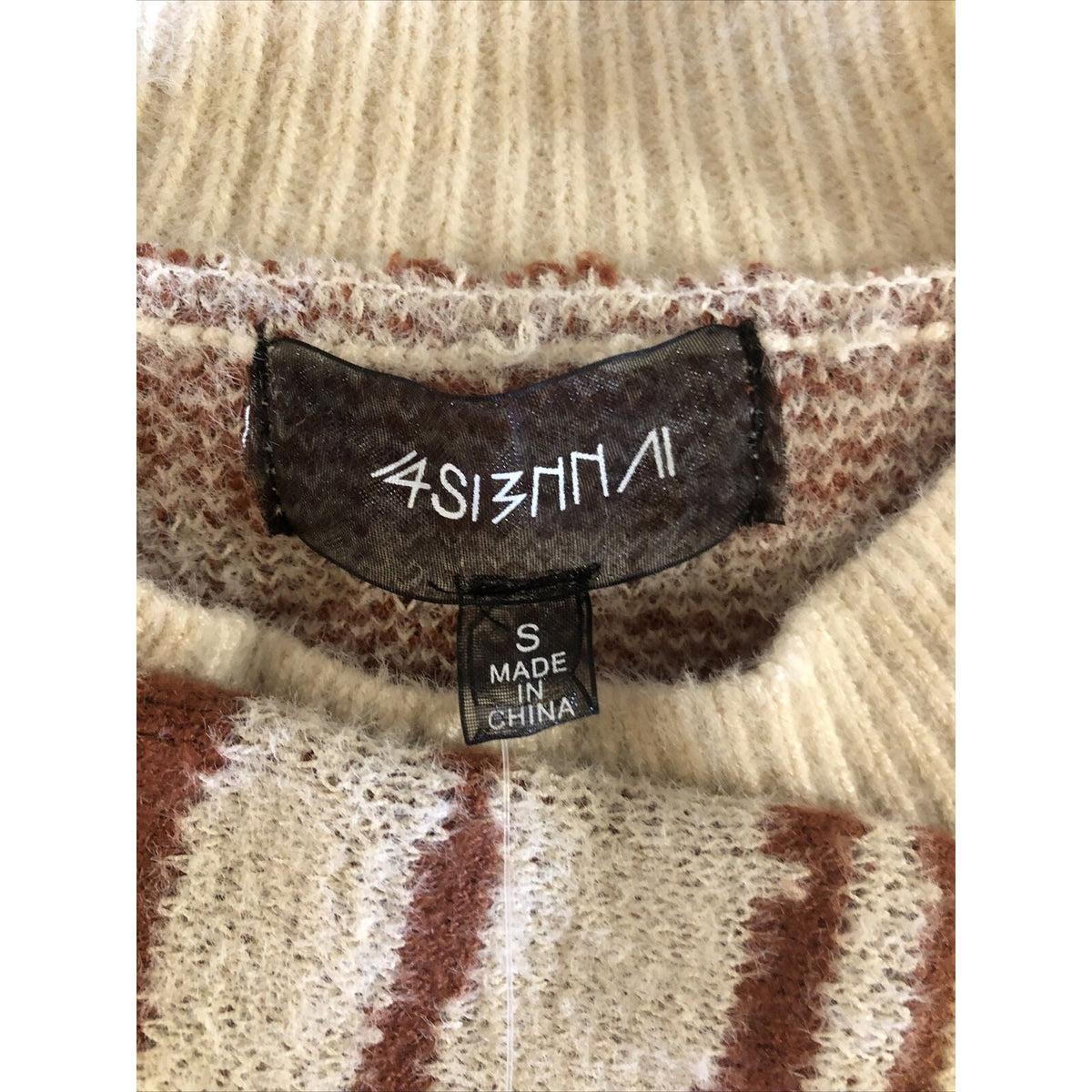 4SI3NNA Sweater Women's Small Zebra Tan Brown Nylon Blend