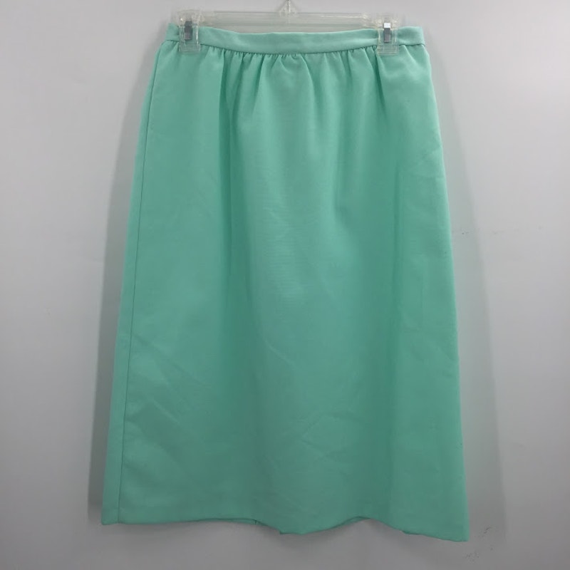 Perry Classics Vintage Mint GREEN A-Line Skirt Polyester Size 14 WIGGLE PENCIL