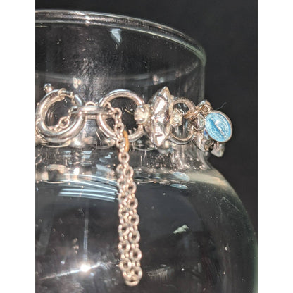 Van Dell Vintage Sterling Silver White Gem Tennis Chain Bracelet Mary