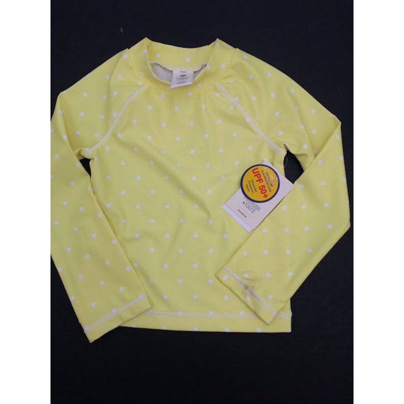 Tucker + Tate Swimwear UPF 50+ Rash guard Yellow polka dot Size 3 Youth Toddler