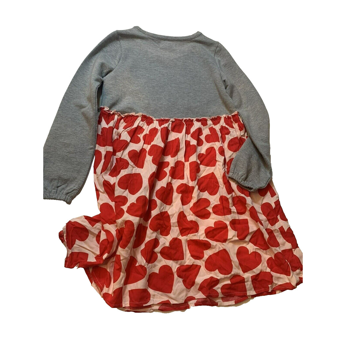 TUCKER + TATE Toddler Grey Fleece Bodice/Pink Red Heart Print Dress Size 2 NWT