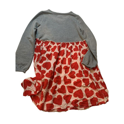 TUCKER + TATE Toddler Grey Fleece Bodice/Pink Red Heart Print Dress Size 2 NWT