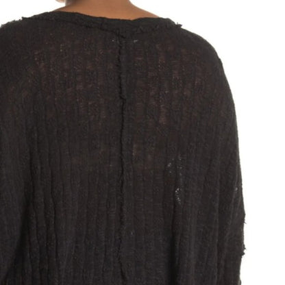 Stitchdrop Raw Edge Knit Pullover Sweater Top Size 2X Black NWT