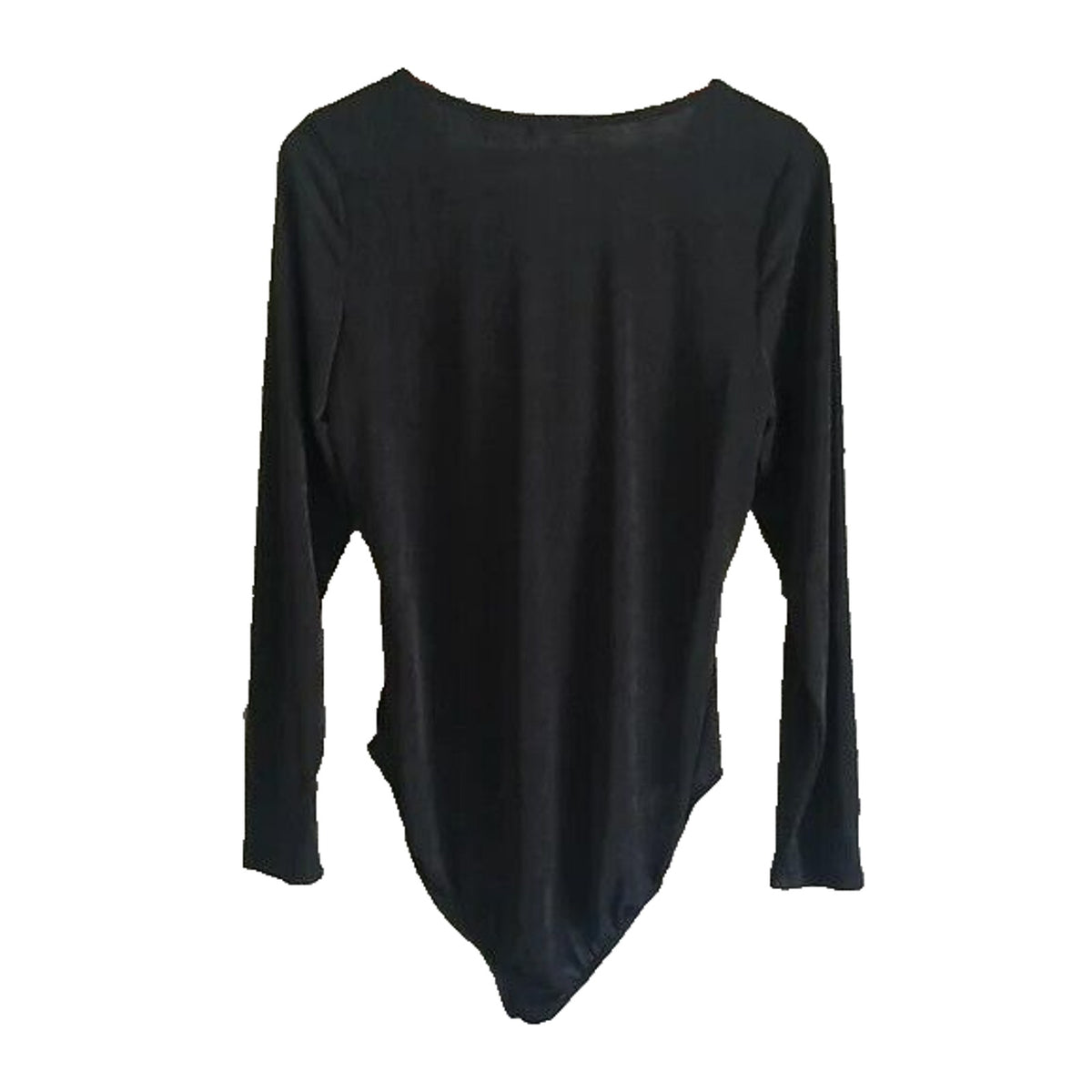 Curvy Sense Womens Sharon Cowl Scoop Neck Long Sleeve Knit Bodysuit 2X Black NWT