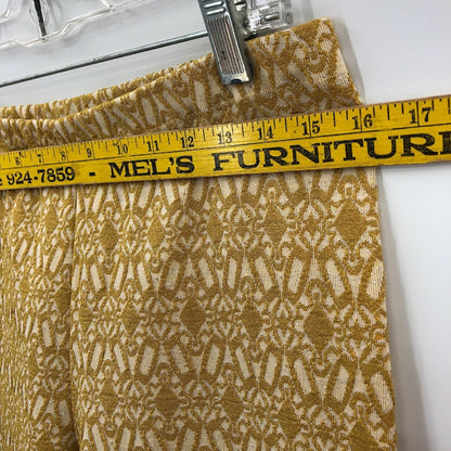 Vintage poly wide bell bottom leg pants elastic waist textured fabric MCM M/L