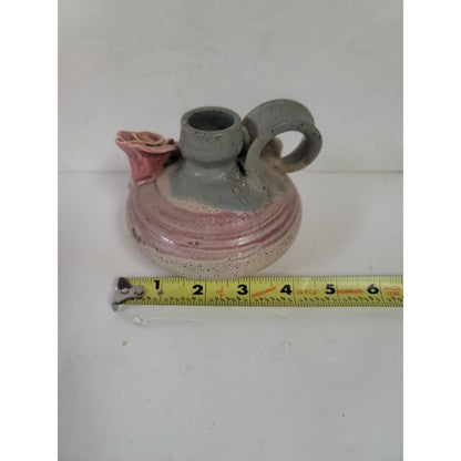 Handmade ART Pottery CANDLESTICK with Handle Signed Douglas Studio 1996