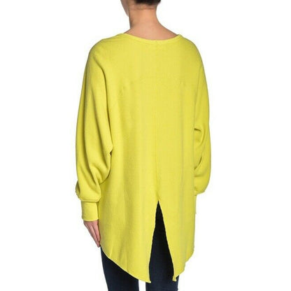 Free People Oversized Thermal Shirt Long Raglan Sleeves Crew Neck Yellow X-Small