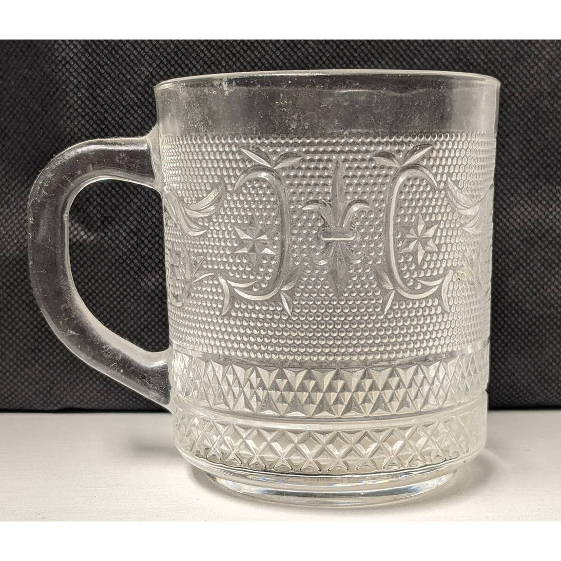 Crystal Clear Industries Trellis Mugs Set of 4 Studio Everyday Pressed Glass