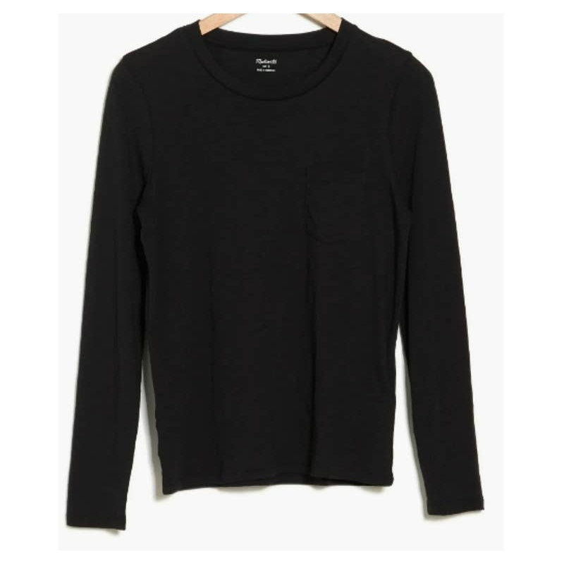 Madewell Long-Sleeve Crew Neck Pocket Tee Top Sz XS/Extra Small Black NWT