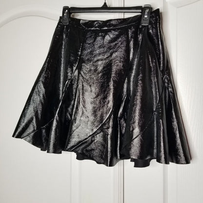 TopShop Black Idol Mini Flippy Skirt Faux Leather 8 PUNK Goth Circle Short