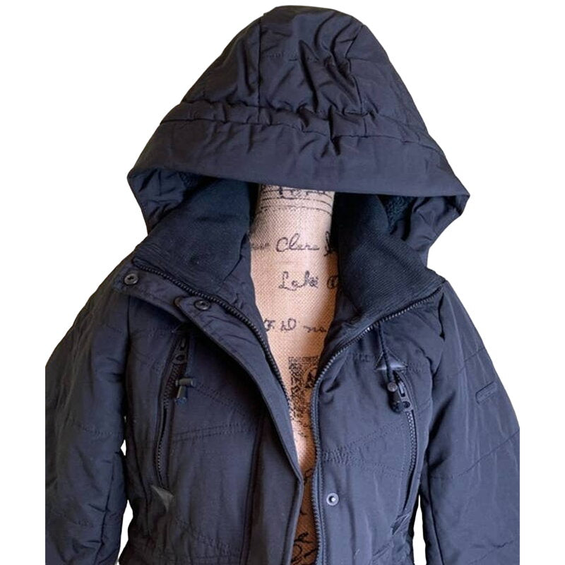 Lucky Brand Zip & Snap Front Parka Coat Sz Small Black NWT Faux Fur-Lined Hood