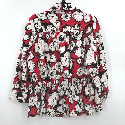 S.L.B Long Sleeve Button Up Shirt Top Blouse Floral Print Vintage 1X