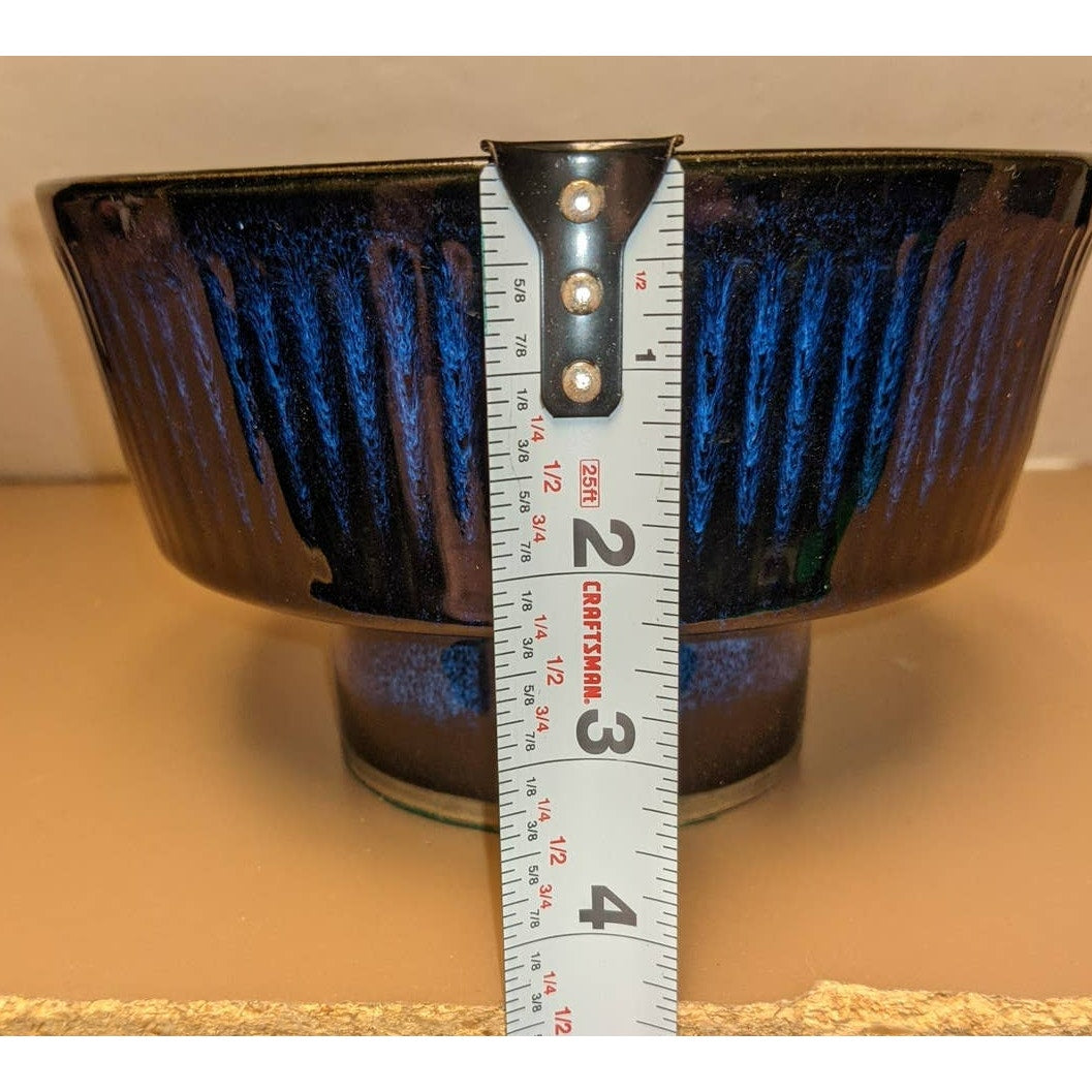 Otagiri Mercantile Company Dark Blue Glaze Ceramic Planter Pedestal Base Japan