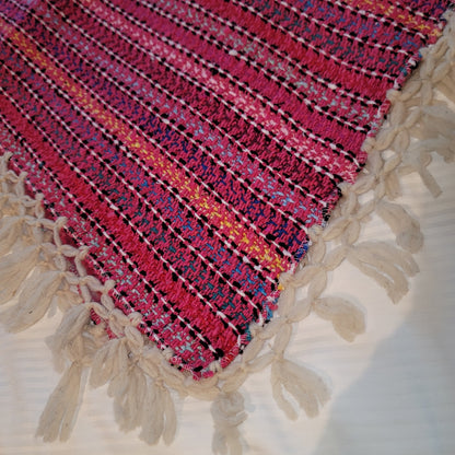 Handmade heavy poncho fringe wood button Winter One Size Multicolor Wool Cotton