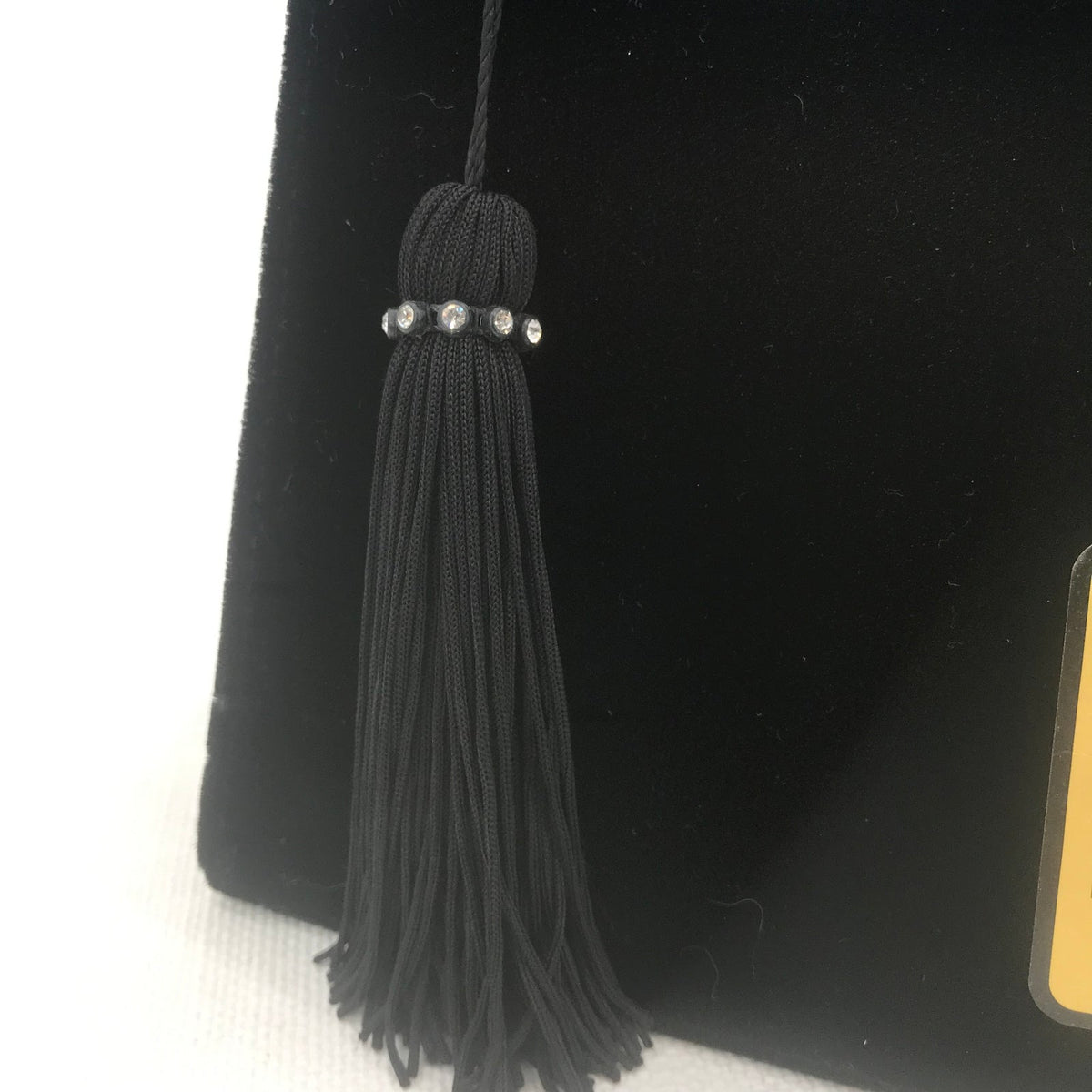 Elka Women's Velvet Tassel Tie Totes Hand Bag Snap Magnetic Black Size One NWT