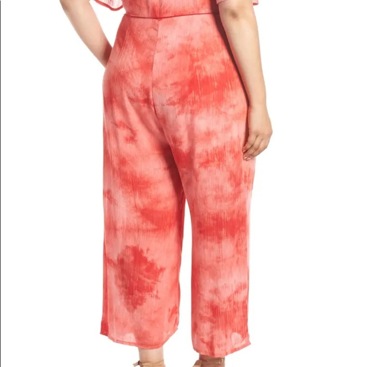 Glamorous Curve NEW Red Tie Dye Jumpsuit Plus 18W casual travel cruise snatched