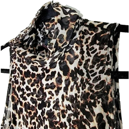 AFRM Sheer Sleeveless Cowl Neck Pullover Top XS/Extra Small Leopard Print NWT