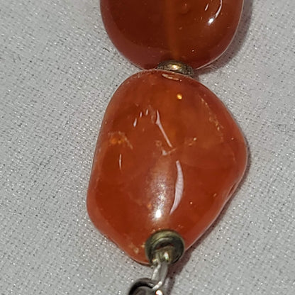 Natural Gemstone Beaded Carnelian Red Agate necklace and bracelet set Vintage