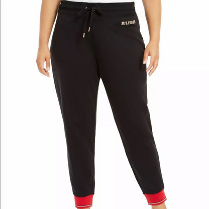 Tommy Hilfiger Black Color Block Lounge Pants 0X NEW joggers cotton