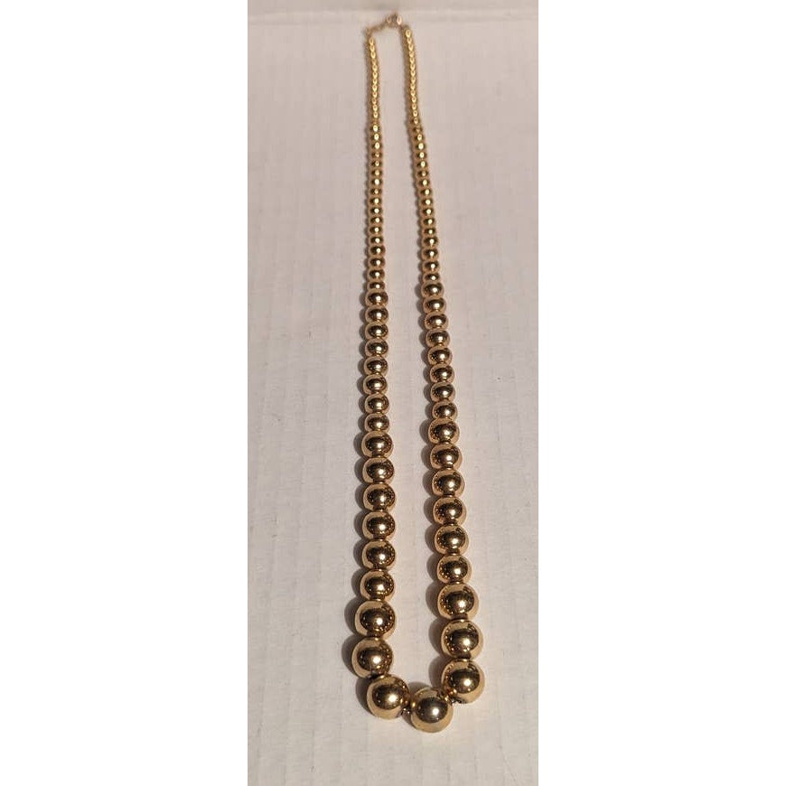 Napier Vintage Costume Jewelry graduated Heavy Gold Tone Beaded Necklace 24"