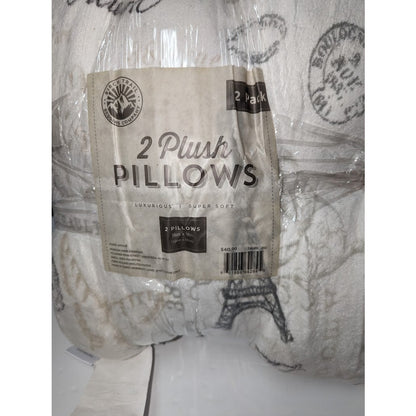 BIRCH TRAIL Bedding Paris Amour Plush Pillows 18" Decorative 2-Pack Taupe New