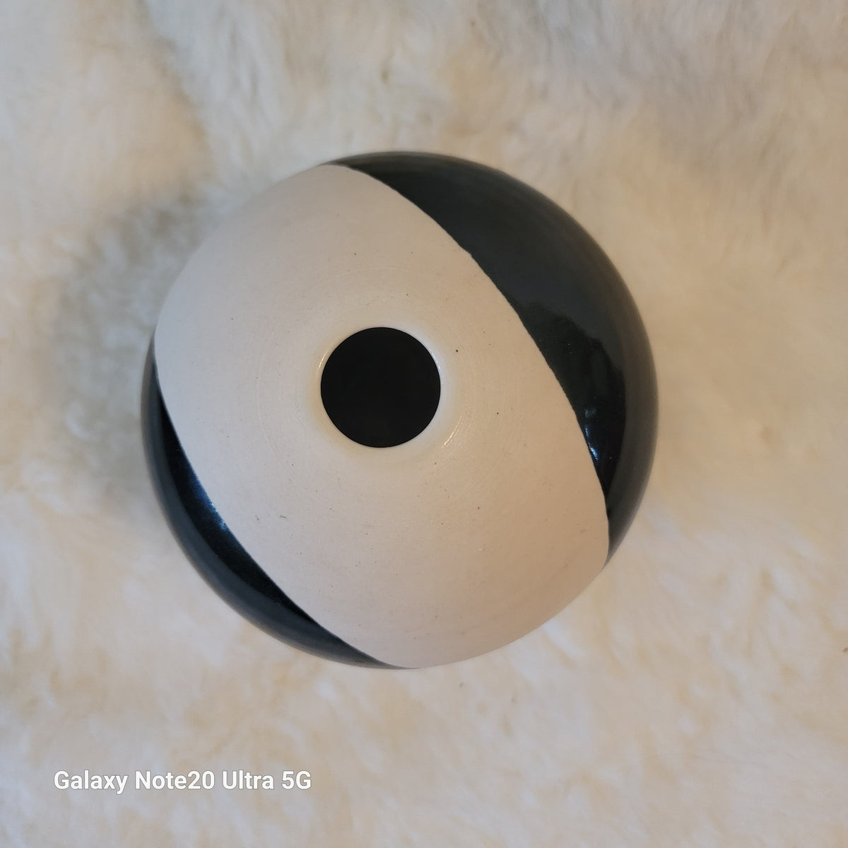 Jan Valerie Art Pottery BlackWhite Vintage Monochromatic Vase round Contemporary