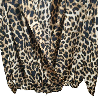 Vince Camuto Blouse Faux Wrap Top Brown Black Leopard Print Lined Medium NWT