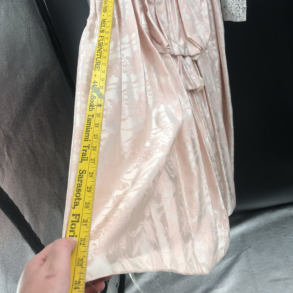 Vintage Scott McClintock Pink Jacquard Lace Drop Waist Bustle Dress 14 Prom Glam