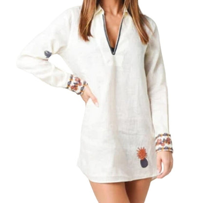 Tory Burch Embroidered Beach Shirt Top Sz XS/Extra Small in Ivory Multi NWT