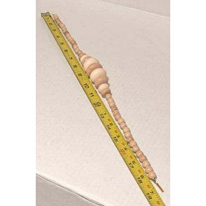 Vintage Pale Carved wood Bead Necklace Jewelry Light Browns Statement Piece