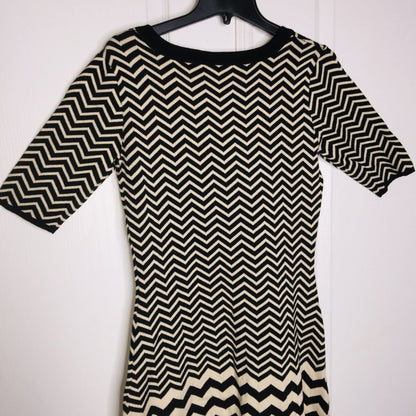 Gabby Skye Sweater Knee Career GEOMRTRIC Dress Short Sleeve Multi-Color Medium