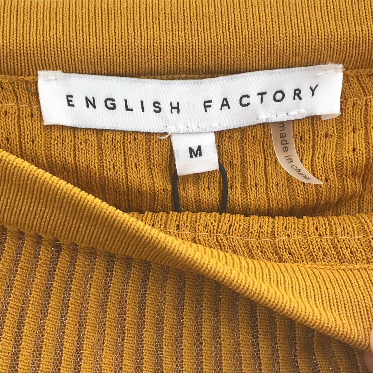 English Factory Frills Ruffle Knitted Off Shoulder Blouse Top Yellow Medium NWT