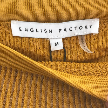 English Factory Frills Ruffle Knitted Off Shoulder Blouse Top Yellow Medium NWT