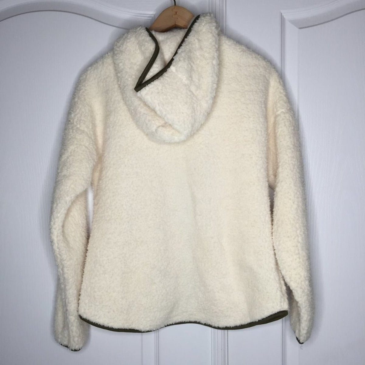 Blu Pepper Faux Shearling Teddy Hooded Jacket Full Zip Ivory SMALL SOFT pockets
