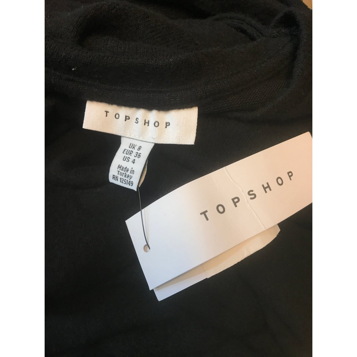 TOPSHOP Knitted Midi Dress In Black Size US 4 Long sleeved side slit