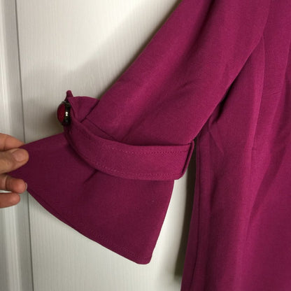 Focus Jacket Coat 3 LARGE Buttons 3/4 Sleeve VINTAGE Purple Sz 12 Big Cuffs