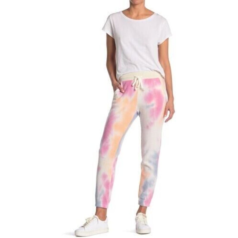 Melloday NWT Brushed Waffle Tie Dye Print Joggers Mauve Combo Size Large