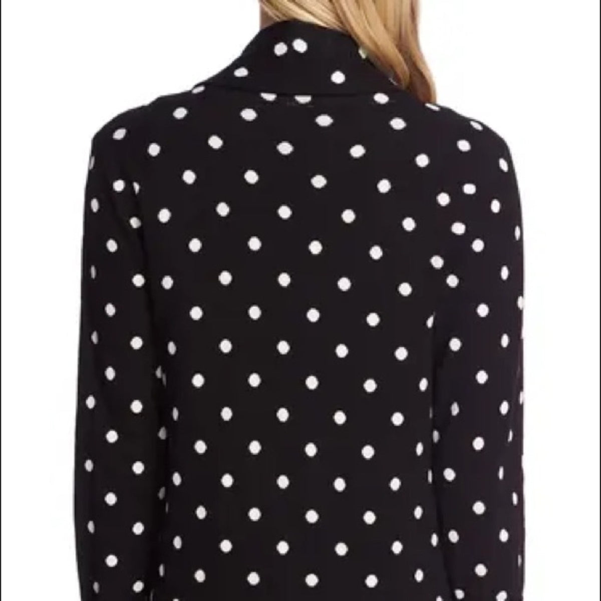 CeCe NWT Black White Polka Dot Open Front Long Cardigan Size XSmall
