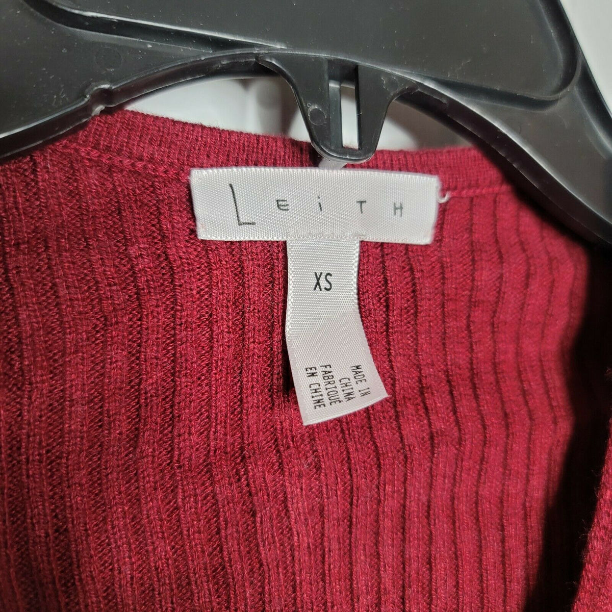 Leith Rib Wrap Pullover Sweater Long Sleeves Surplice V-Neck Red X-Small NWT