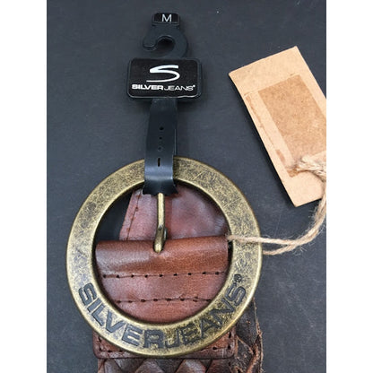 SilverJeans braided wide leather NEW belt brass buckle Brass "S" Handmade Medium